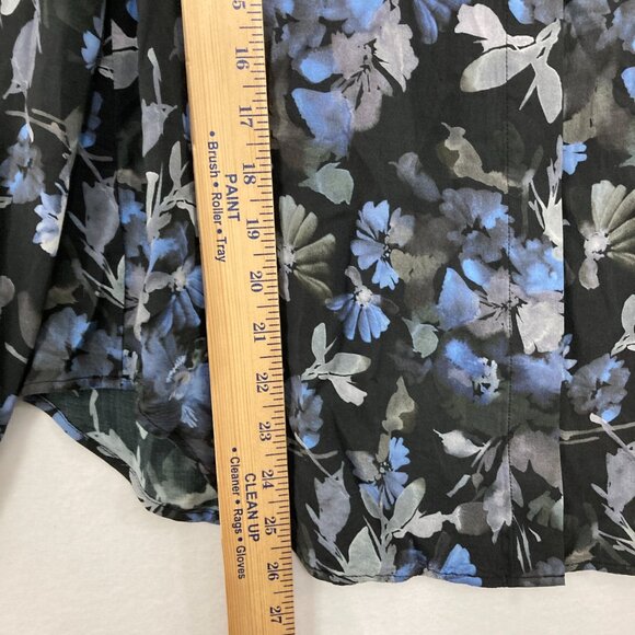 Bella Dahl size Small Black blue Floral Long Sleeve Button Up Feminine Preppy - Picture 6 of 12